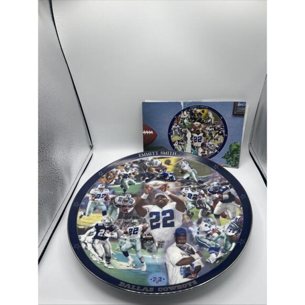 Emmitt Smith career Danbury Mint 12" plate w/stand Dallas Cowboys
